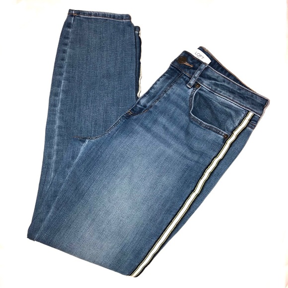 LOFT High Waist Striped Skinny Jeans - Picture 6 of 10